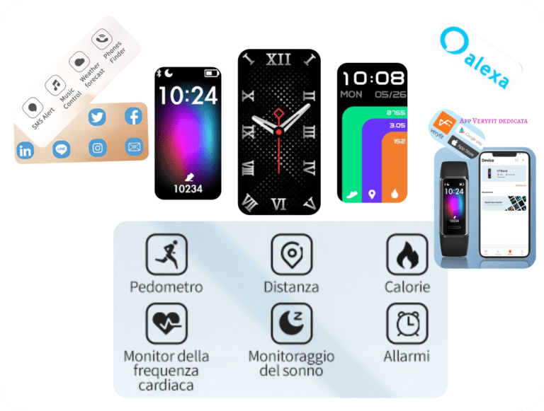 LIFEBEE GT Band 2021 Smartwatch Fitness Tracker uomo donna con Alexa e App VeryFit