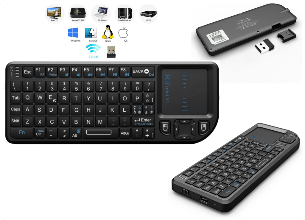 Rii Mini X1 Wireless Mini Tastiera con Mouse touchpad
