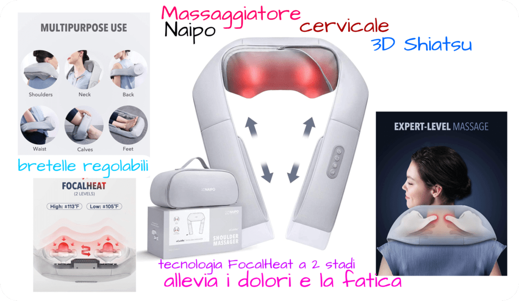 Offerta Massaggiatore cervicale 3D Shiatsu Naipo