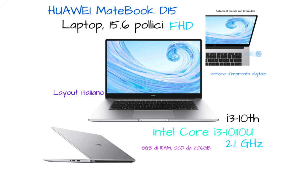 Offerta Pc Portaile 15.6 pollici HUAWEI MateBook D15 Laptop
